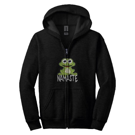 Namaste Yoga Frog Yoga Course Buddhism Chakra Meditate Zen Zip Hoodies