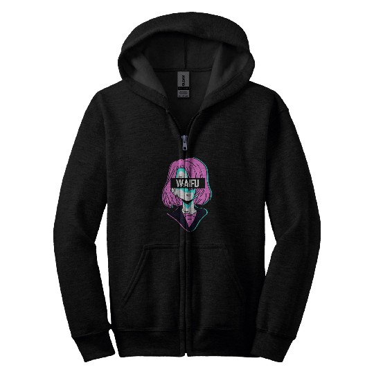 Waifu Anime Girl Japanese Aesthetic Otaku Gift Zip Hoodies