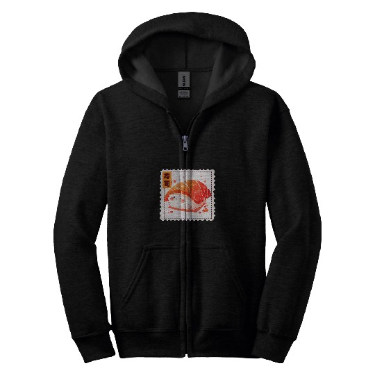 Cute Sushi Japanese Food Postage Stamp Kawaii Aesthetic Zip Hoodies