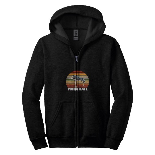 Monorail Train Retro vintagess Mono Rail Sunset Railway Lover Zip Hoodies