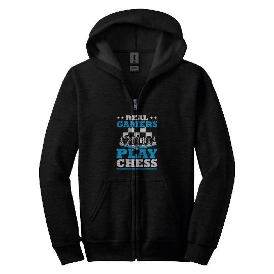 Real Gamers Play Chess Player Lover King Queen Knight Zip Hoodies