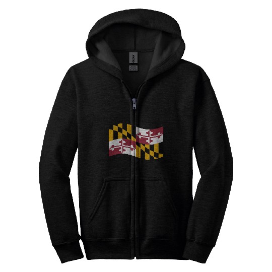 Waving Maryland Flag Zip Hoodies