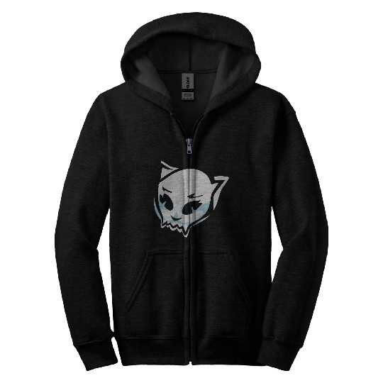 cat skull Zip Hoodies