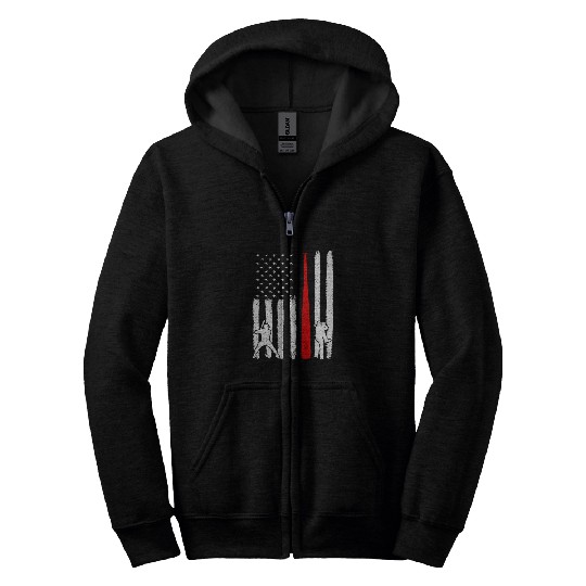 Baseball Pitcher Batter American Flag 4th of July Zip Hoodies