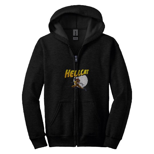 Mens Marvel Hell Cat Hella Cat Hellcat New cat Zip Hoodies