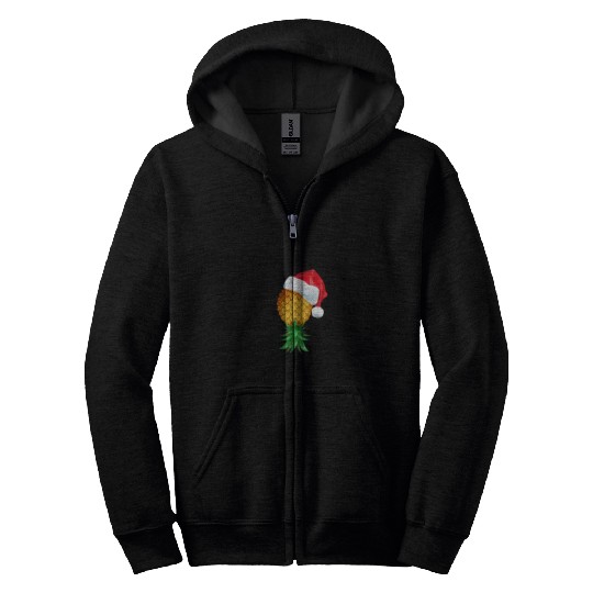 Santa Hat Swinger Upside Down Pineapple Zip Hoodies