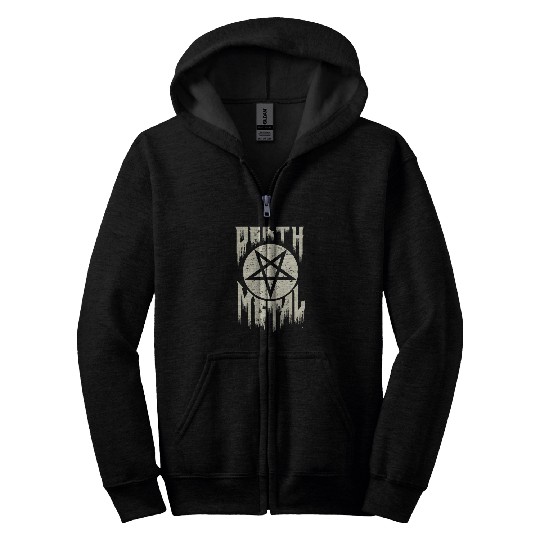 Death metal pentagram lettering. Zip Hoodies