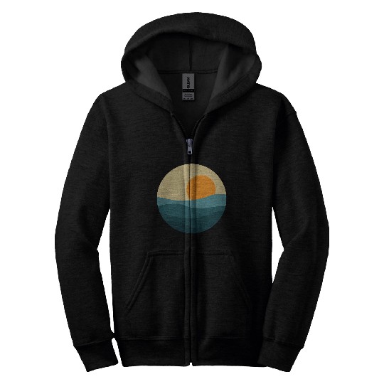 Waves Sun Circle Zip Hoodies