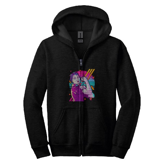 Rosie The Riveter Vaporwave Zip Hoodies