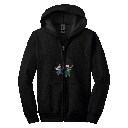 Black Metal Lilo and Stitch Zip Hoodies