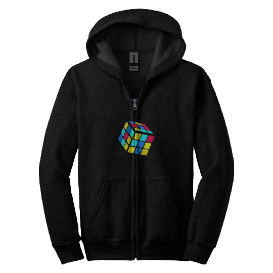 90s 80 Trendy Nostalgia Cube Zip Hoodies
