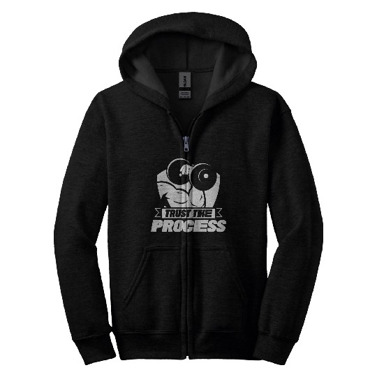 Trust The Process Gym Motivation Fitness Workout Zip Hoodies
