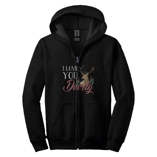 Cute Deer Romantic Quote Couple Zip Hoodies