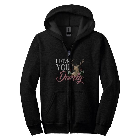 Cute Deer Romantic Quote Couple Zip Hoodies