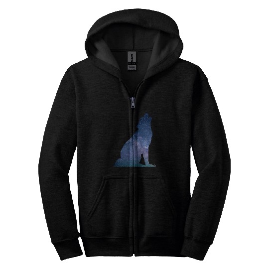 Galaxy Wolf Zip Hoodies