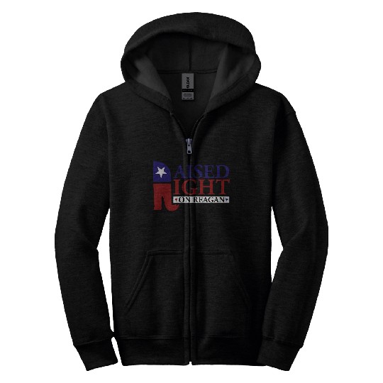 Raised Right On Reagan 80'S Nostalgia Zip Hoodies