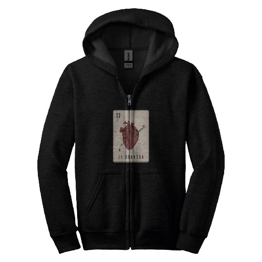 El Corazon Mexican Loteria Zip Hoodies