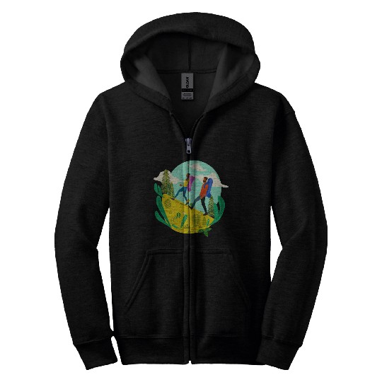 Black People Hiking Zip Hoodies