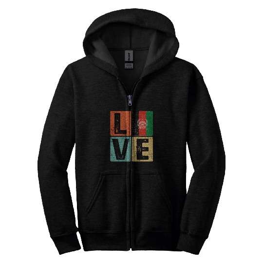 I Love Afghanistan Flag for Afghan Pride Zip Hoodies