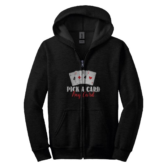 Magician Pick A Card Magic Gift Zip Hoodies