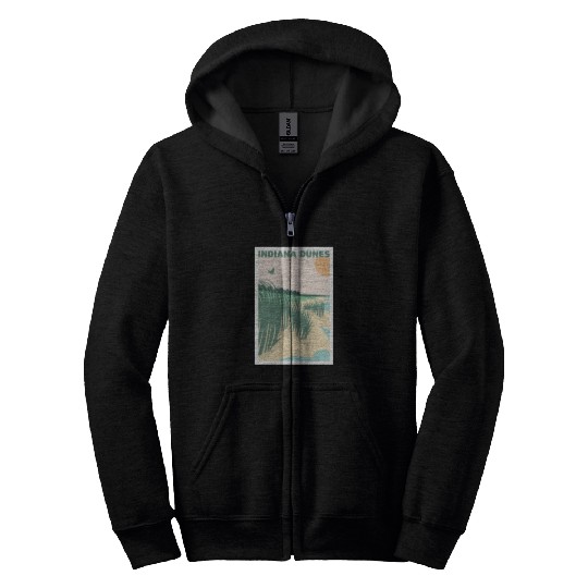 Grass Sunset Indiana Dunes Poster Zip Hoodies