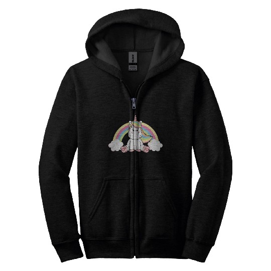 Grumpy Unicorn Evil Bad Mood Unicorn Rainbow Zip Hoodies