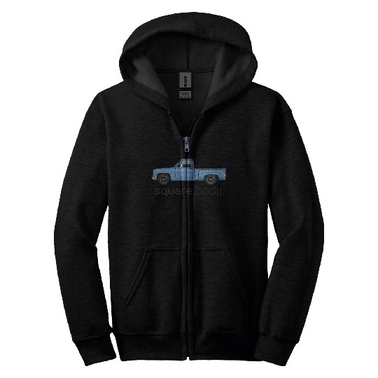 Square Body Light Blue Zip Hoodies