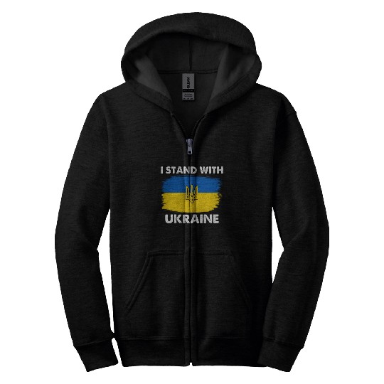 I Stand with Ukraine Ukraine Flag Zip Hoodies