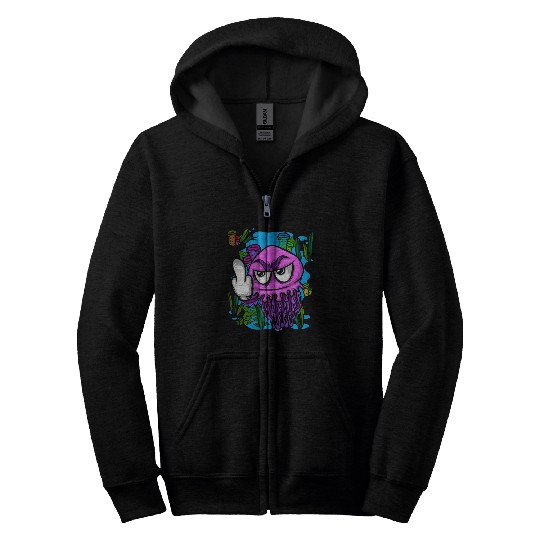 Jelly Fish Middle Finger Jellyfish Zip Hoodies