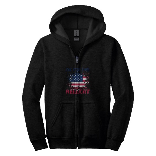 Die For This Hellcat- Vintage US Flag Zip Hoodies