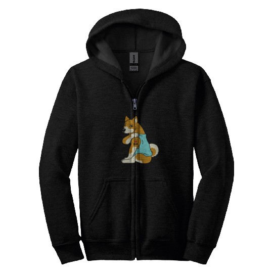 I Love Mom Tattoo Shiba Inu Zip Hoodies