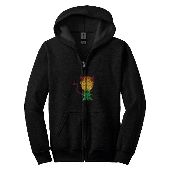 Swinger Upside Down Bad Pineapple Devil Horn Zip Hoodies