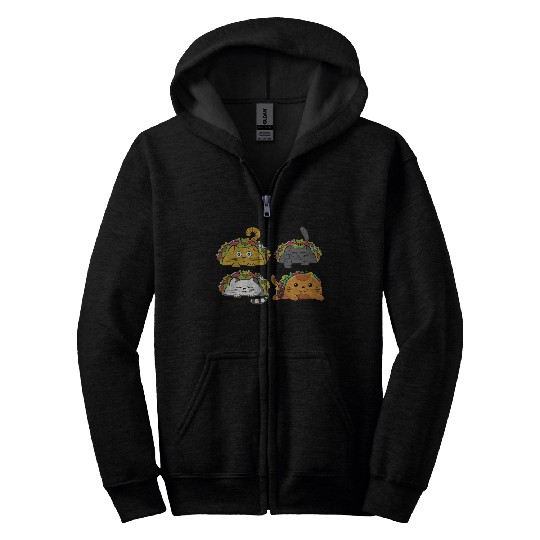 Cute Taco Cats Mexican Taco Lover Zip Hoodies