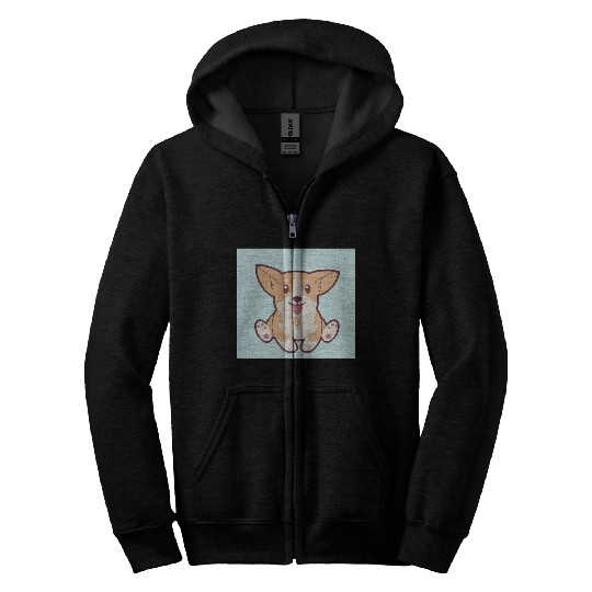 Corgi 1 Zip Hoodies