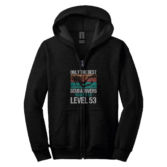 53 Scuba Diving Level 53 Year Diver Snorkeling Zip Hoodies