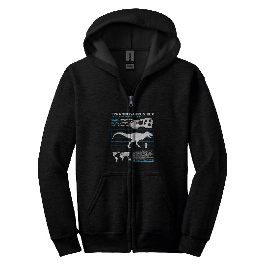 Tyrannosaurus Rex fact sheet Zip Hoodies