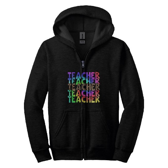 Teacher, colorful. Leopard Zip Hoodies
