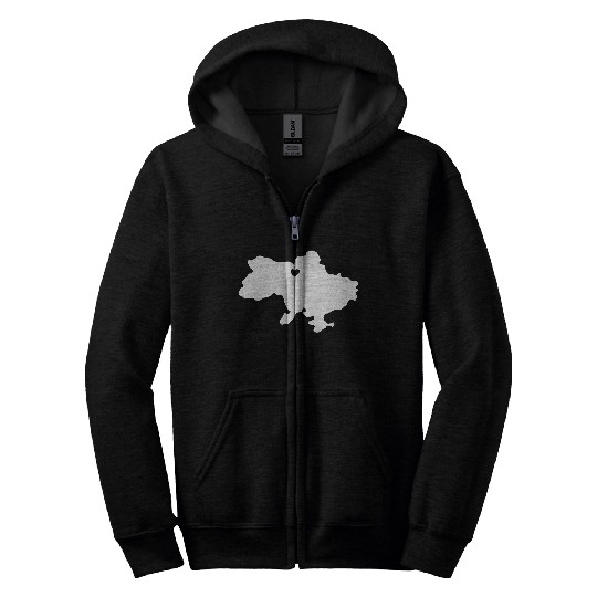 Ukraine Heart Outline Contour Zip Hoodies