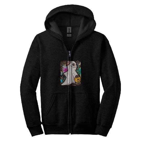 Halloween Zombie Ghost Tie Dye Zip Hoodies
