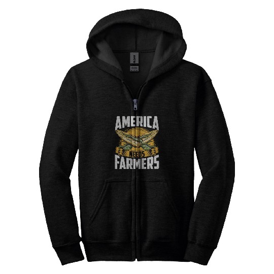 America Needs Farmers Agriculture Farmer Corn Zip Hoodies