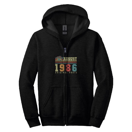 Birthday Greeting For 1986 August Zip Hoodies