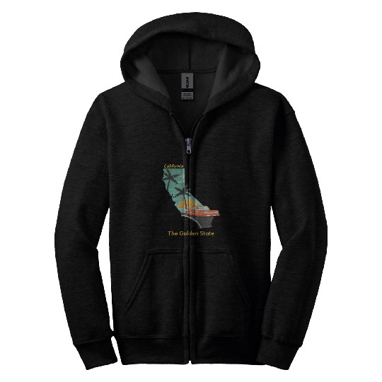 California The Golden State Zip Hoodies