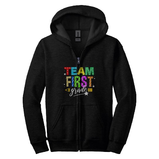 Team First Grade For Elementary Teacher Zip Hoodies
