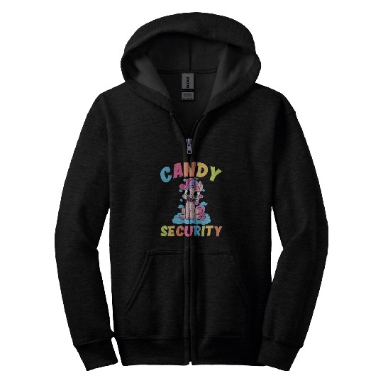 Candy Security Funny Easy Unicorn Halloween Costum Zip Hoodies