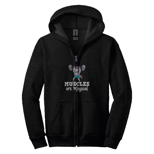 Unicorn Muscle Workout Fitness Training Sport Gym Zip Hoodies
