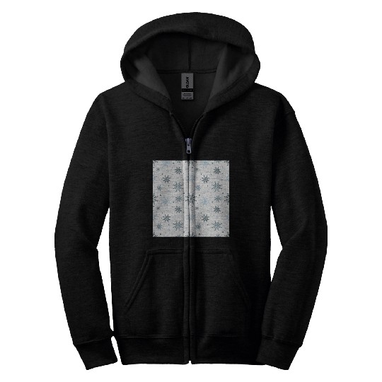 Modern Snowflakes Pattern White Blue Zip Hoodies