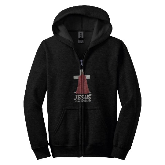 Jesus Is My Superhero Zip Hoodies