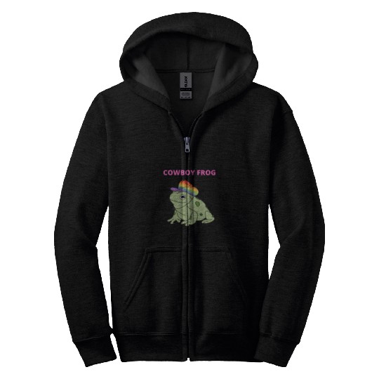 Cute frog in pride color cowboy hat Zip Hoodies