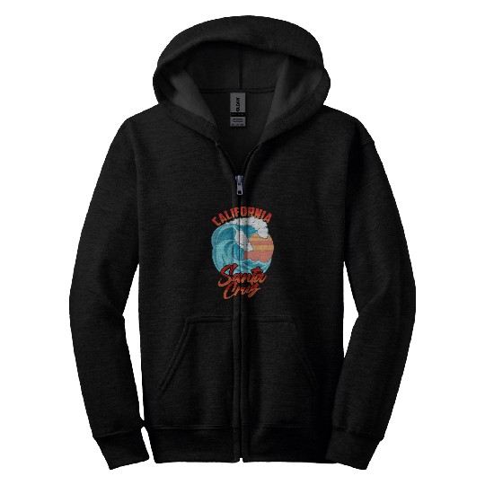 Santa Cruz California Waves Surf Beach Zip Hoodies