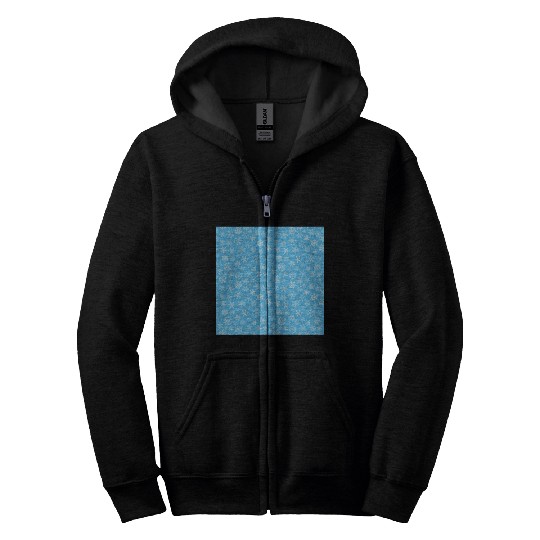Modern Blue Snowflakes Pattern Zip Hoodies